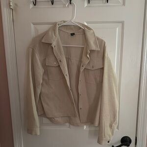 Cream Corduroy Button-Up Jacket